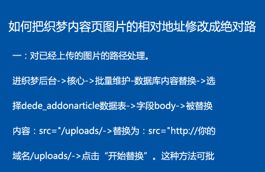 如何把织梦内容页图片的相对地址修改成绝对地址